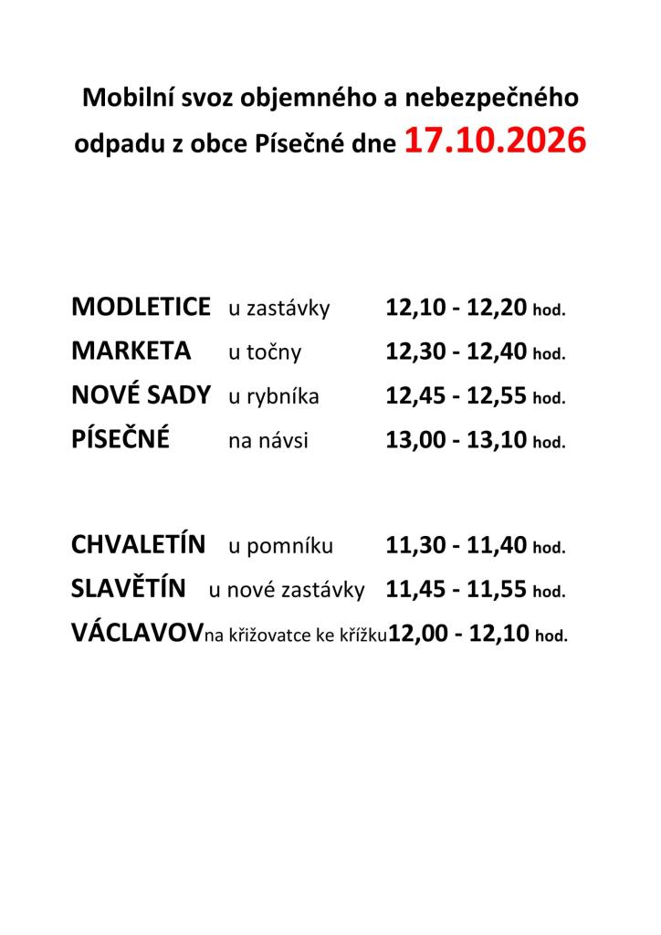 Rozpis mobilní svoz 17.10.2026 